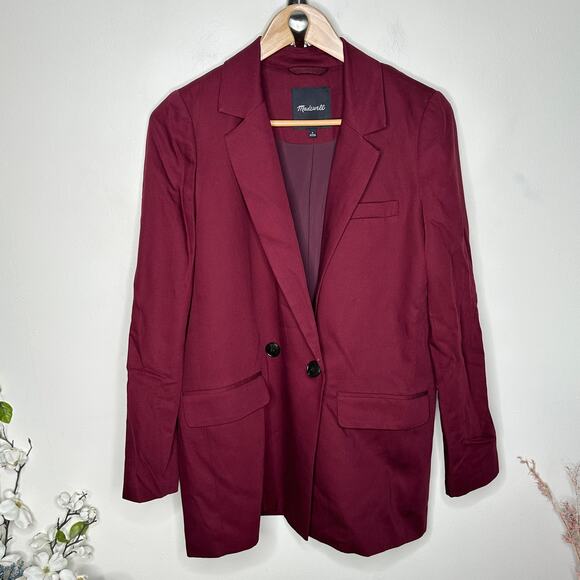 MADEWELL Drapeweave Caldwell Double-Breast Blazer Cabernet Maroon Red Sz S {W5} - Picture 5 of 9